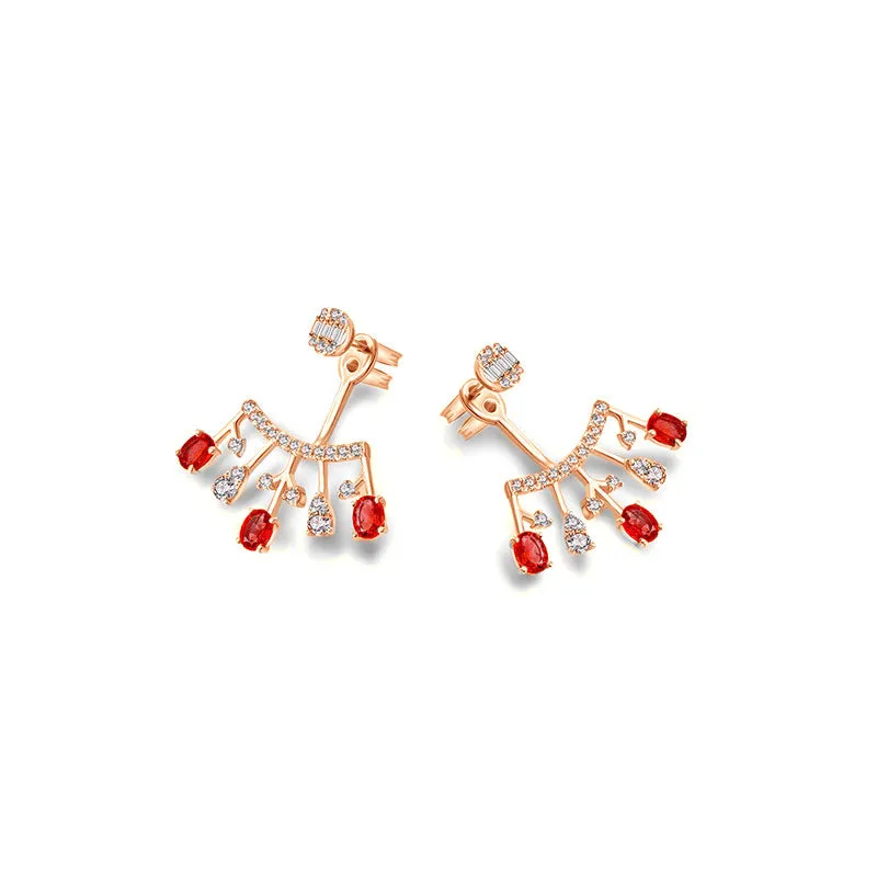 18k Gold Diamond Ear Jacket with Ruby