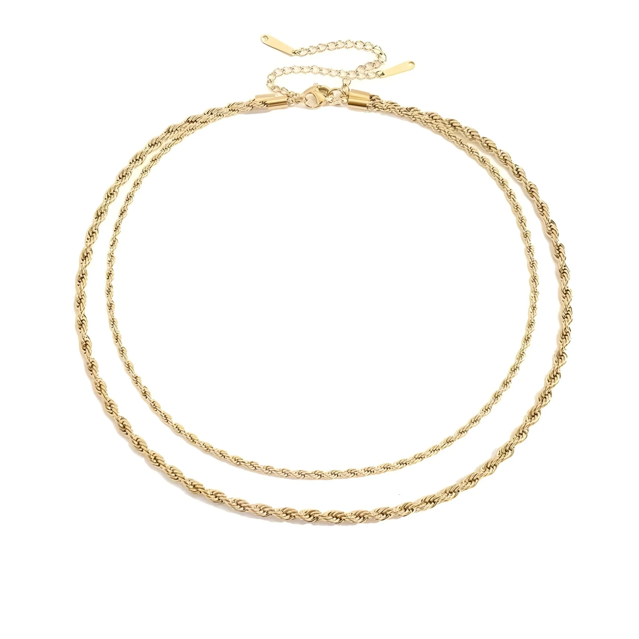 18K Gold Plated Stainless Steel Double Rope Chain Necklace