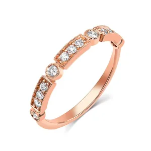 18k Rose Gold 0.25ctw Diamond Round Squared Halfway Band