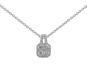 18k White Gold Diamond Square Drop Necklace