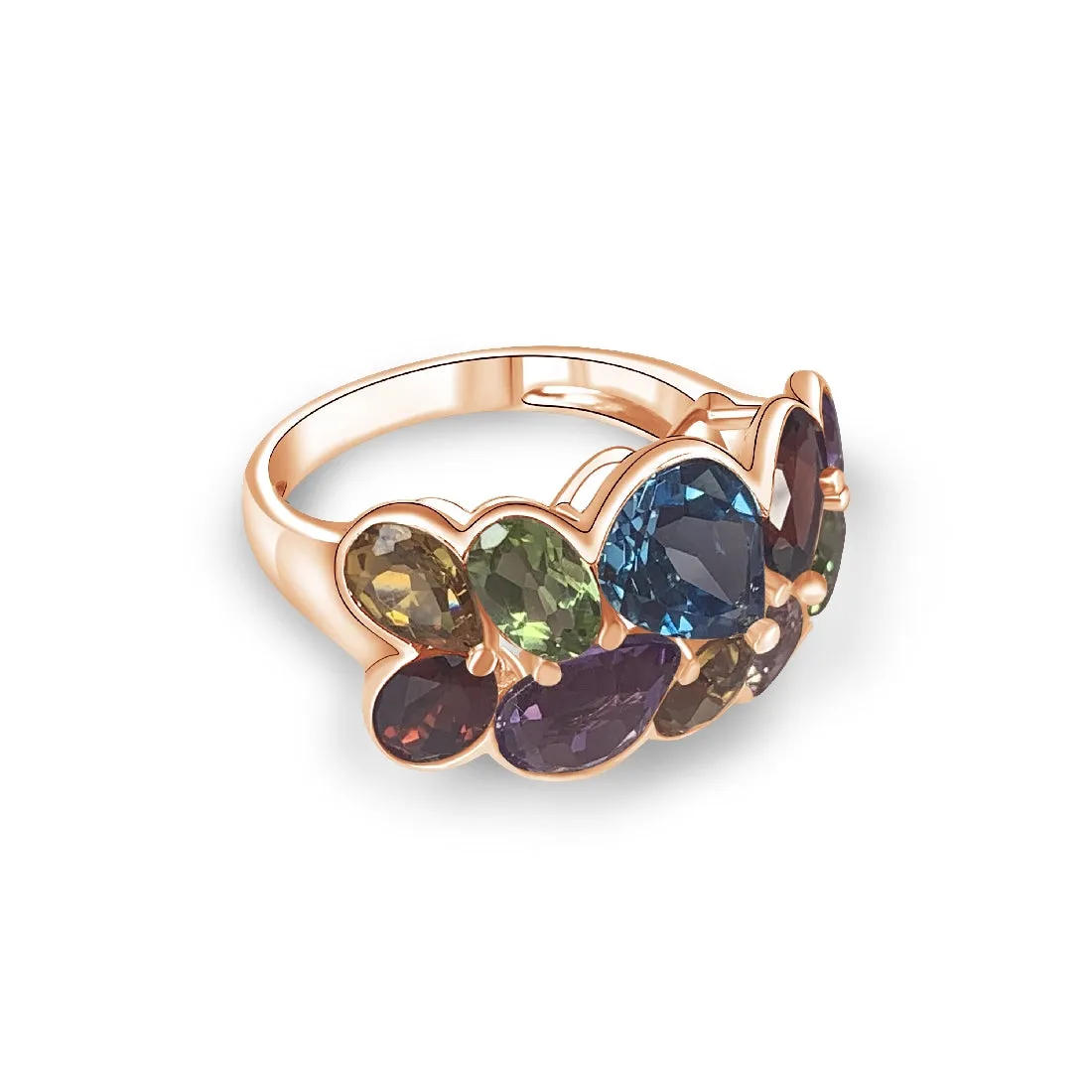 18kt Rose Gold Multi colour Gem dress ring