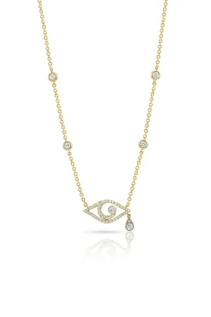 18kt Yellow Gold Evil Eye Diamond Necklace