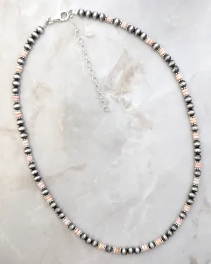 5mm Navajo Pearls & Pink Conch Shell Necklace Sterling Silver