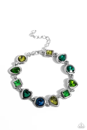 Actively Abstract - Green - Colored Shape Gem Paparazzi Lobster Claw Bracelet