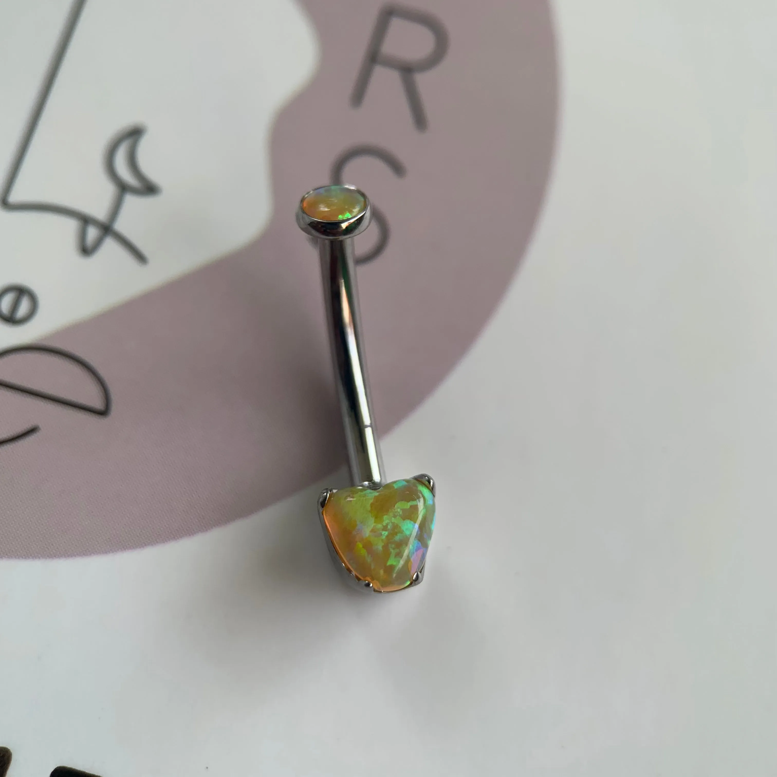 Anatometal Heart Navel Curve Opal