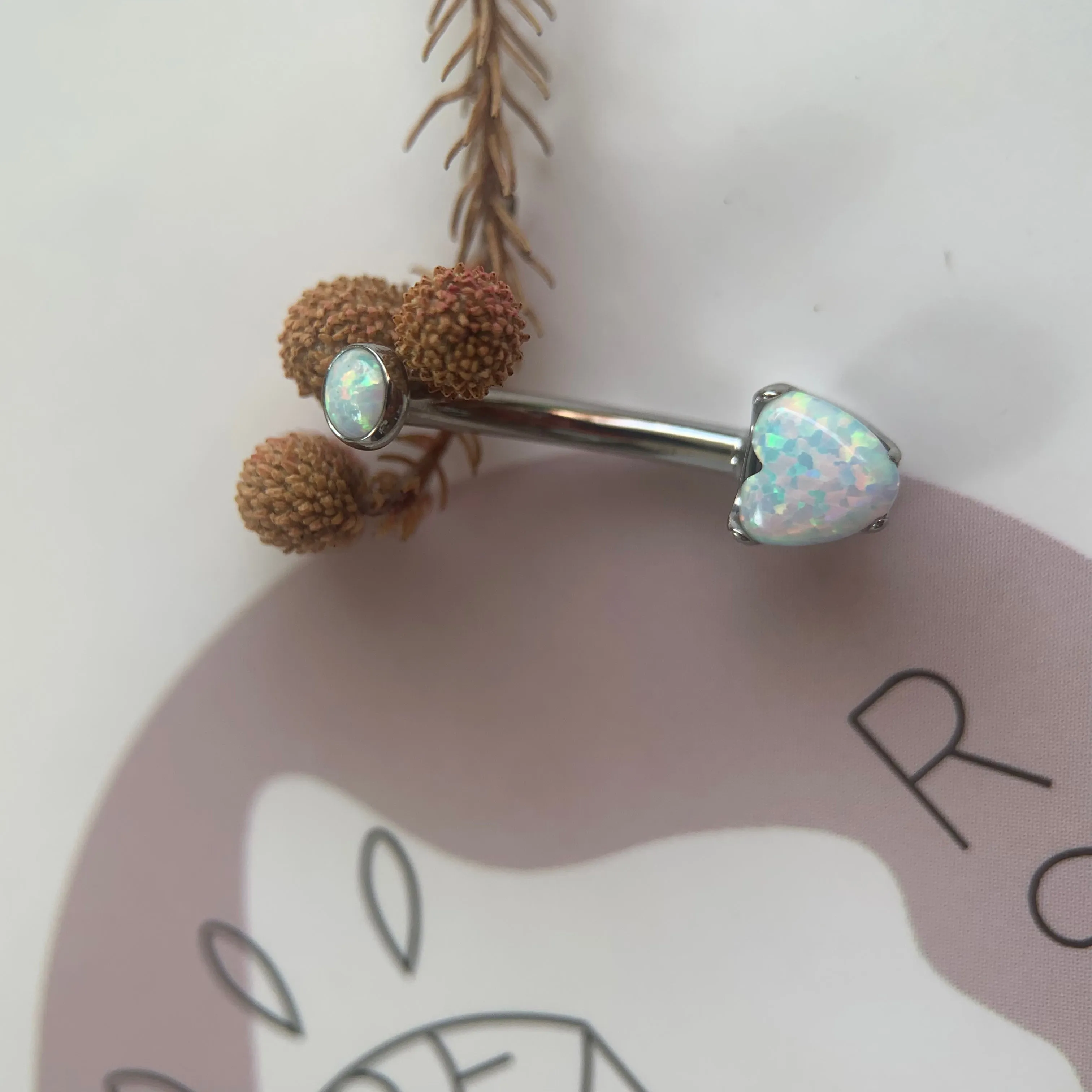 Anatometal Heart Navel Curve Opal