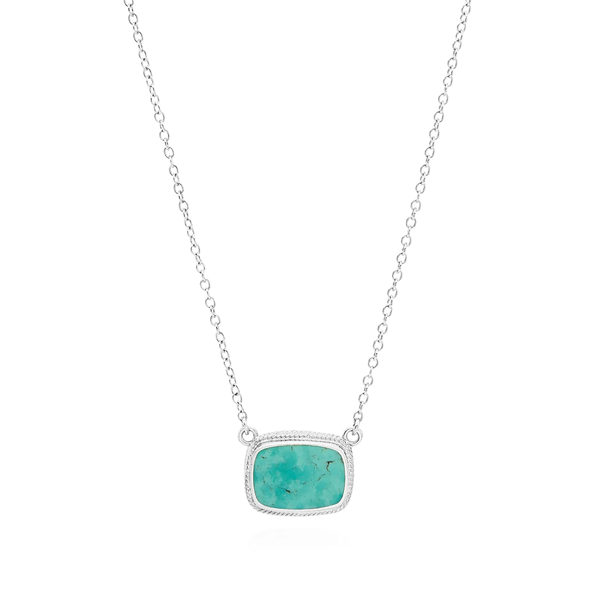 Anna Beck Silver Medium Turquoise Cushion Pendant Necklace