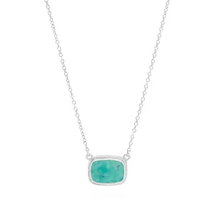 Anna Beck Silver Medium Turquoise Cushion Pendant Necklace