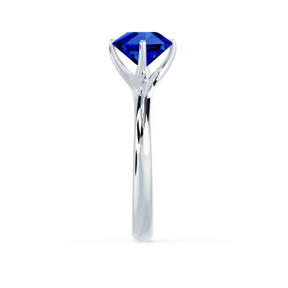 ANNORA - Chatham® Blue Sapphire 18k White Gold Twist Solitaire Ring