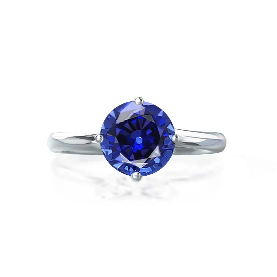 ANNORA - Chatham® Blue Sapphire 18k White Gold Twist Solitaire Ring