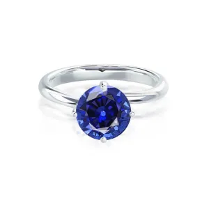 ANNORA - Chatham® Blue Sapphire 18k White Gold Twist Solitaire Ring