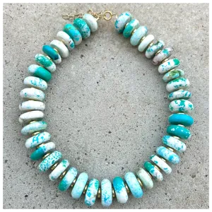 Aqua & White Biggie Candice Necklace