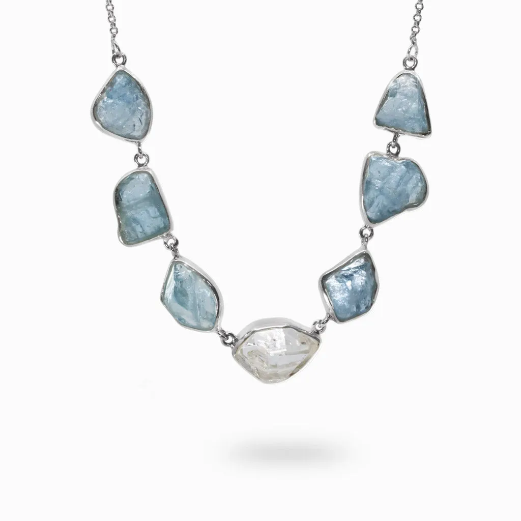 Aquamarine & Herkimer Diamond Necklace