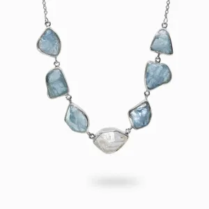 Aquamarine & Herkimer Diamond Necklace