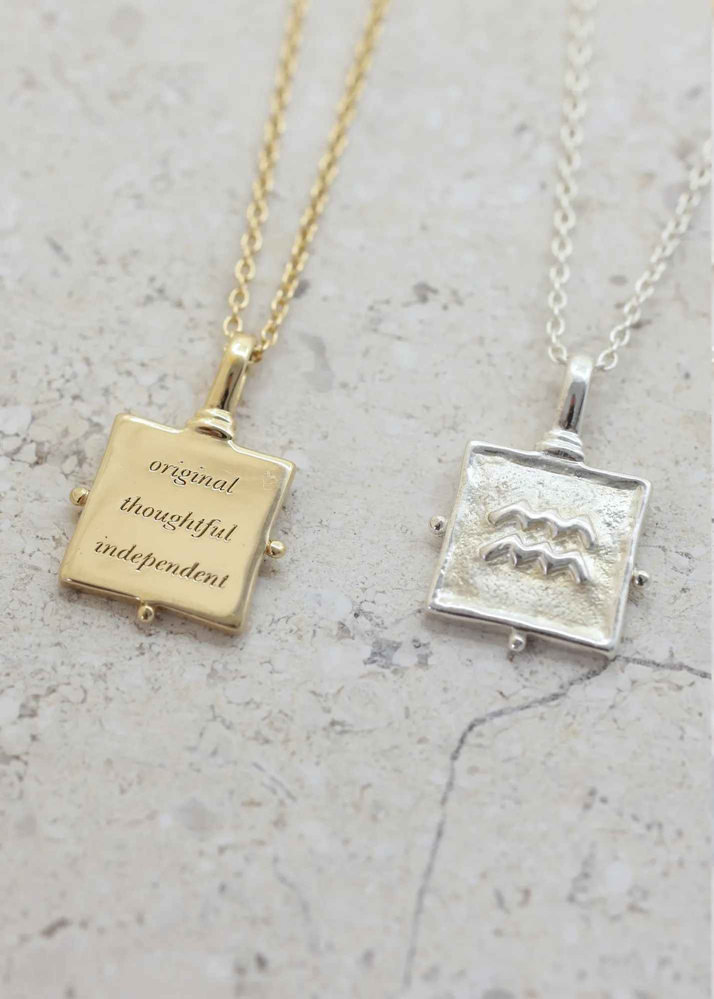 Aquarius Zodiac Gold Necklace