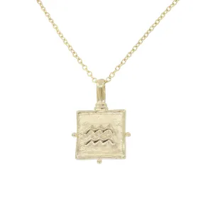 Aquarius Zodiac Gold Necklace