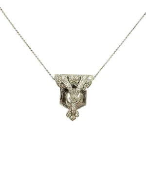 Art Deco Rock Crystal Diamond Platinum Clip Pendant Circa 1925