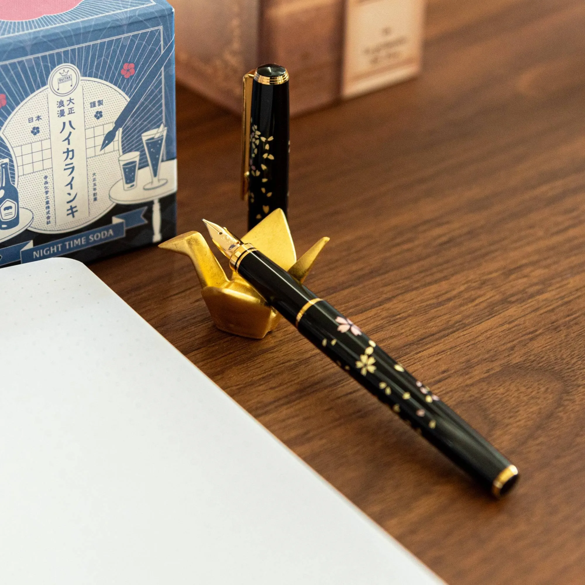 Auspicious Gold Leaf Crane Pen Rests