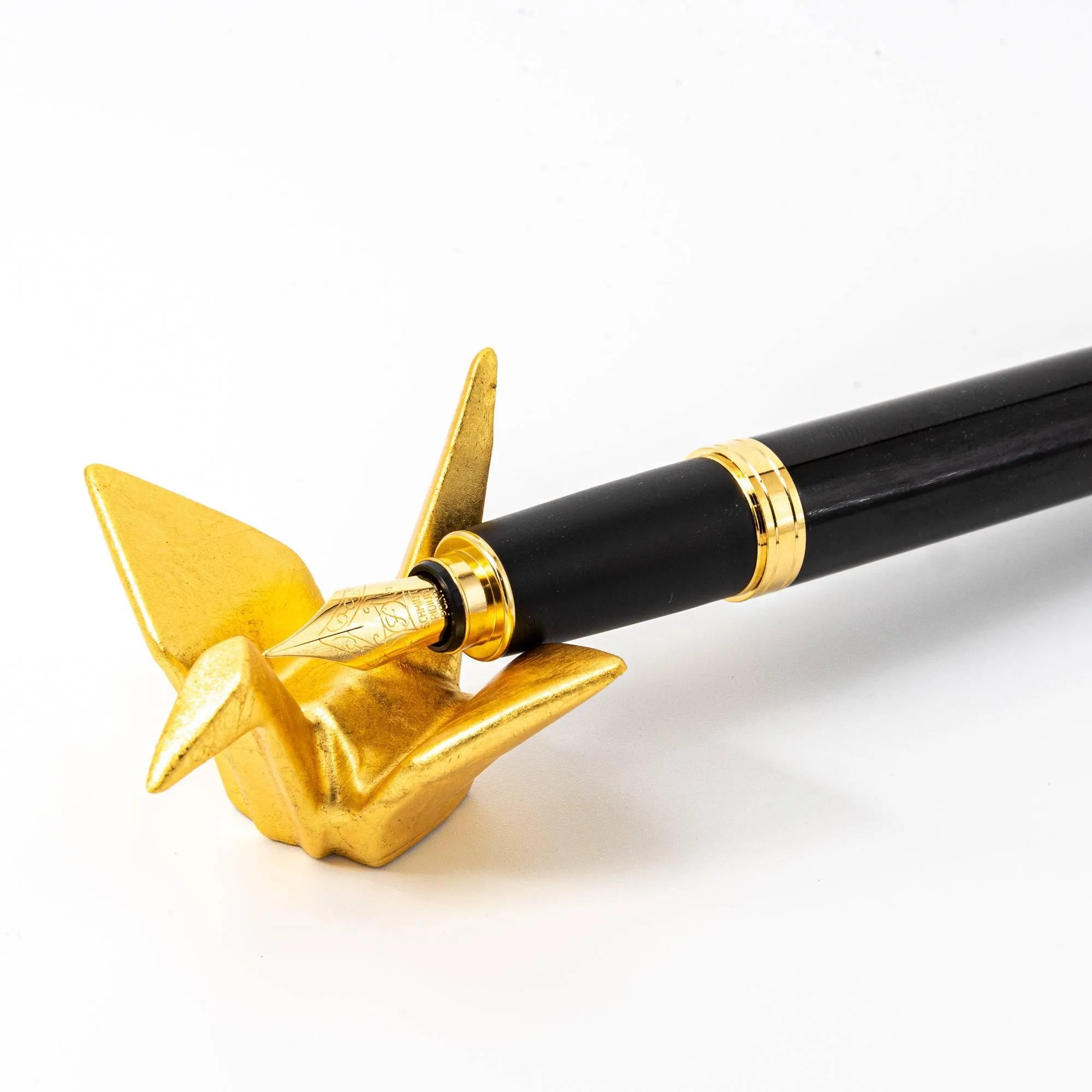 Auspicious Gold Leaf Crane Pen Rests