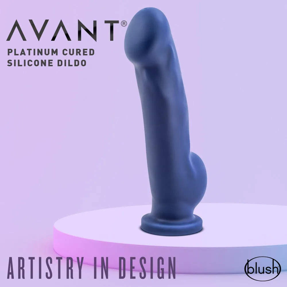 Avant By Blush® | Ergo Indigo D8: Artisan 7 Inch Dildo with Suction Cup Base - Elegantly Made with Smooth Ultrasilk® Purio™ Silicone