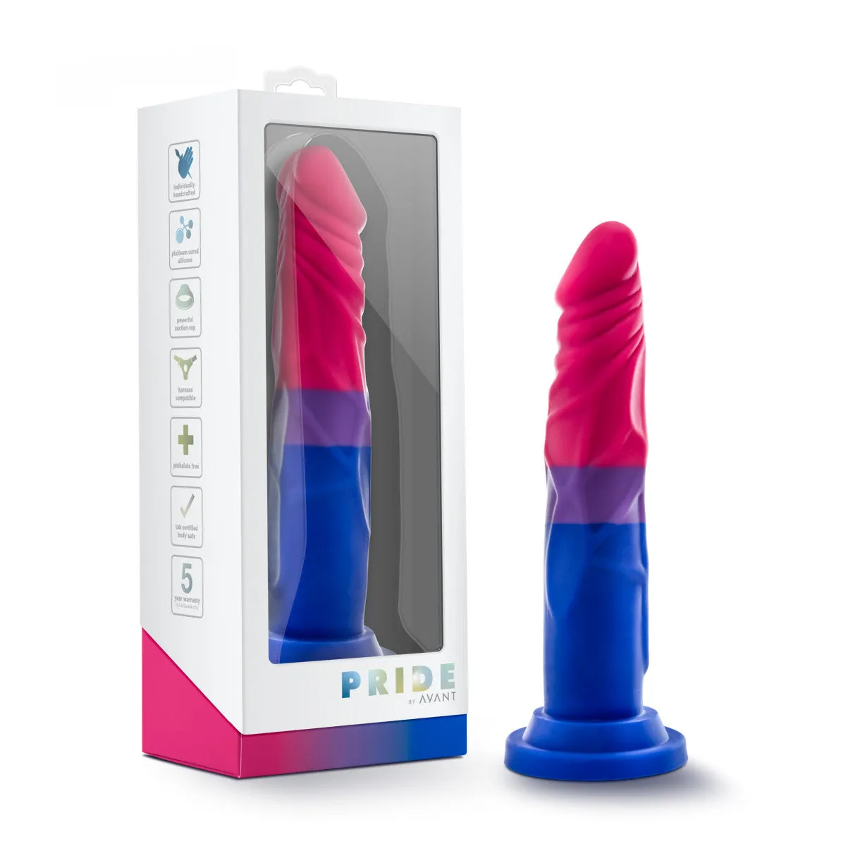 Blush Avant Pride Love P8 - Artisanal 7-Inch Dildo with Secure Suction Cup Base, Luxuriously Crafted From Smooth, Hygienic Ultrasilk® Purio™ Silicone