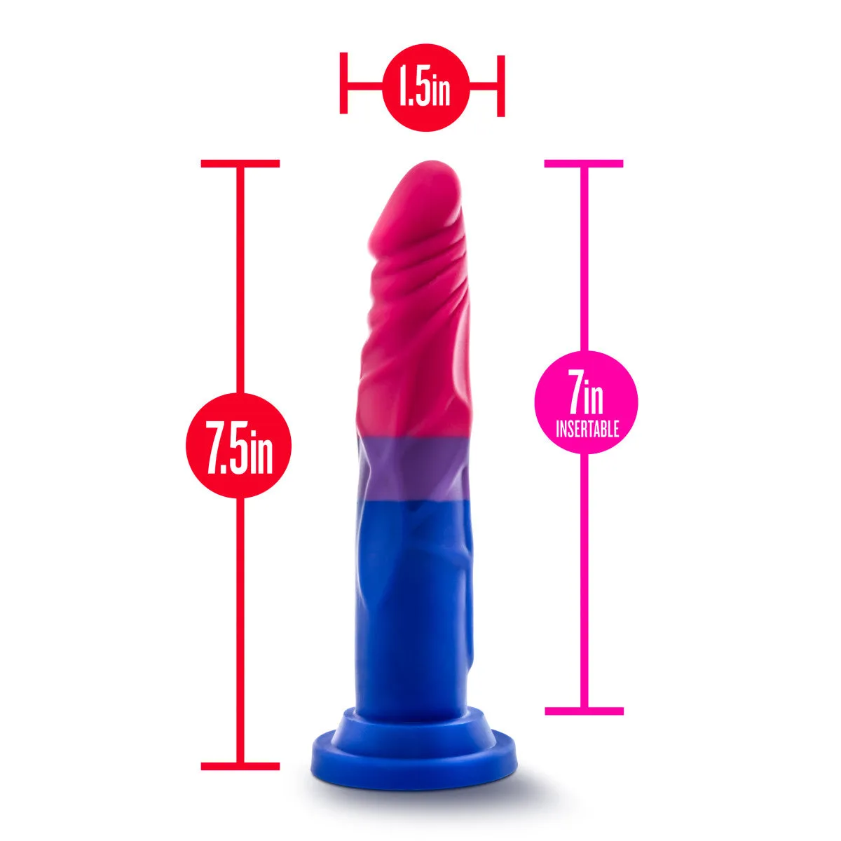 Blush Avant Pride Love P8 - Artisanal 7-Inch Dildo with Secure Suction Cup Base, Luxuriously Crafted From Smooth, Hygienic Ultrasilk® Purio™ Silicone