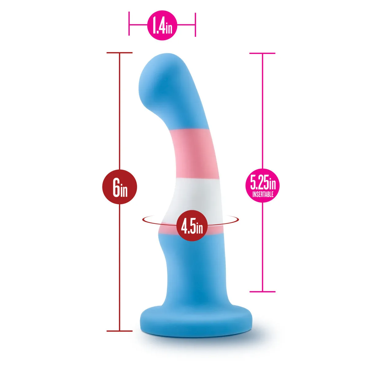 Avant By Blush® | Pride True Blue P2: Artisan 6 Inch Curved P-Spot / G-Spot Dildo with Suction Cup Base - Elegantly Made with Smooth Ultrasilk® Purio™ Silicone