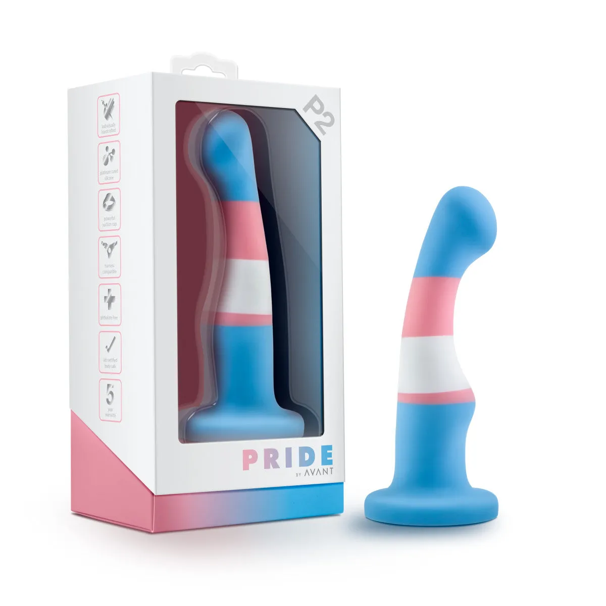 Avant By Blush® | Pride True Blue P2: Artisan 6 Inch Curved P-Spot / G-Spot Dildo with Suction Cup Base - Elegantly Made with Smooth Ultrasilk® Purio™ Silicone