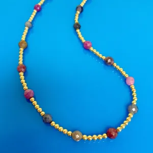 Berry | Sapphire and Gold Beaded Necklace