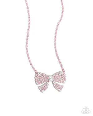 Bewitching Bow - Pink Necklace