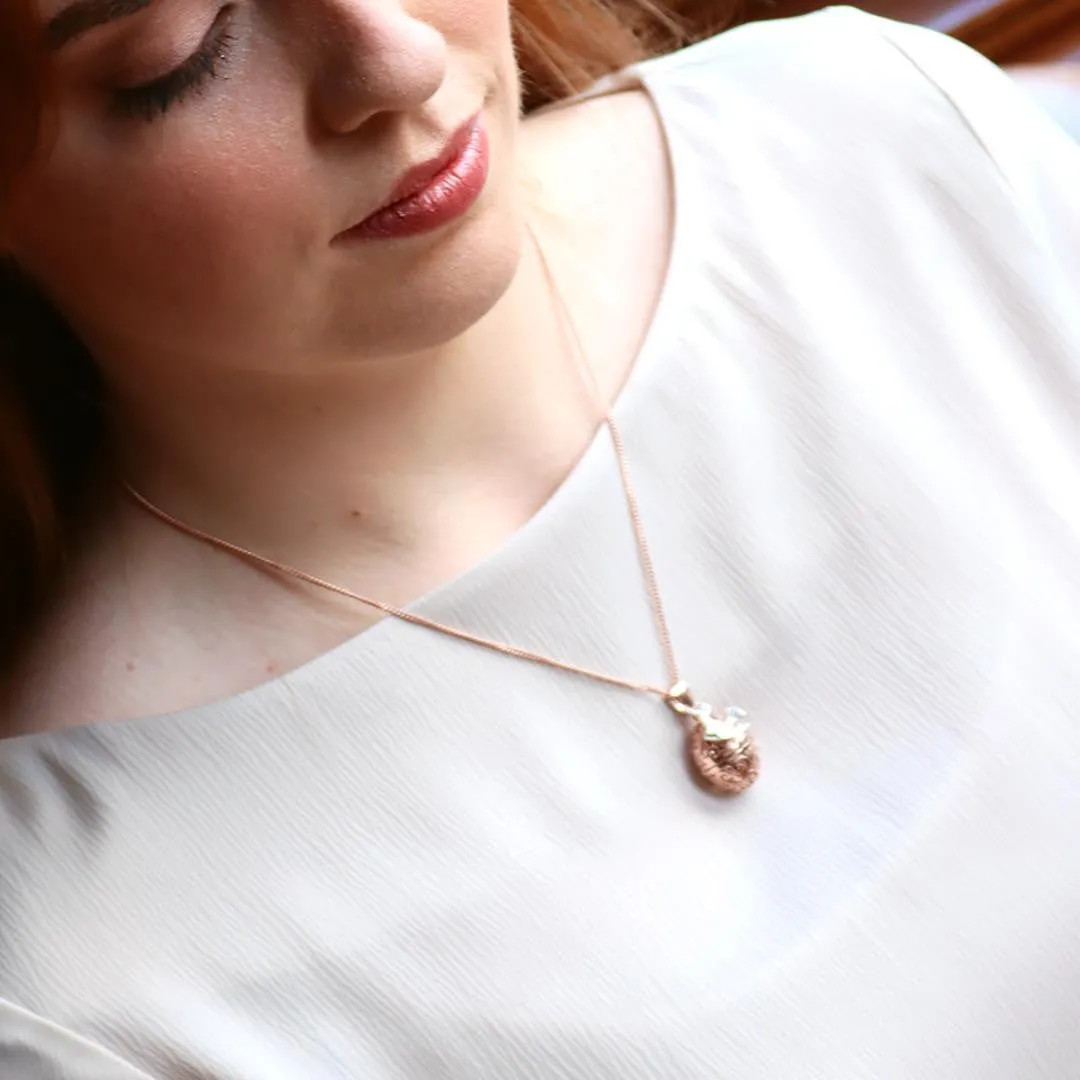 Bird Locket Rose Gold   Secret Message