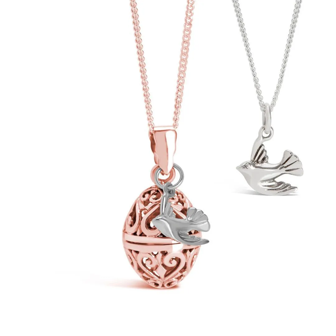 Bird Locket Rose Gold   Secret Message