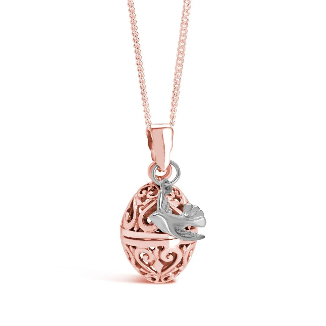 Bird Locket Rose Gold   Secret Message