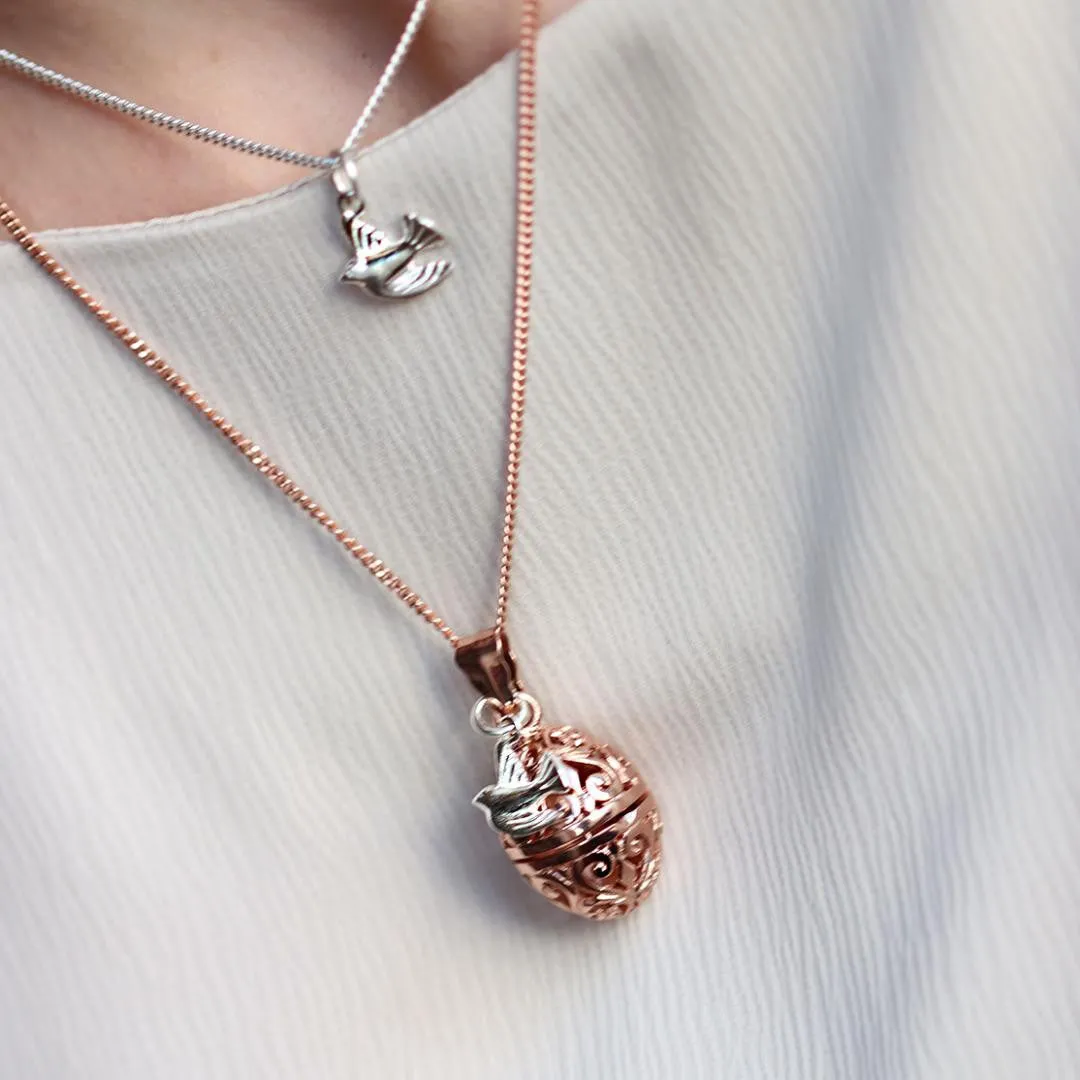 Bird Locket Rose Gold   Secret Message