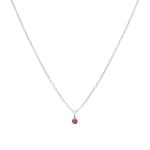 Birthstone Necklace | Silver & Ruby