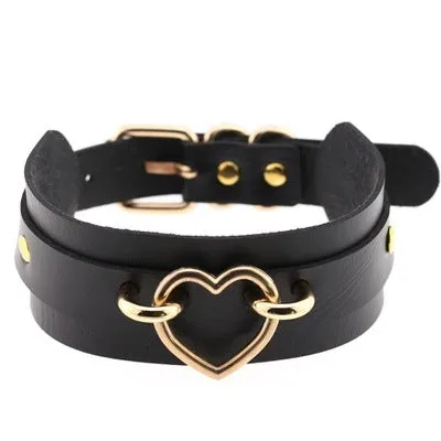 Black and Gold Heart Choker