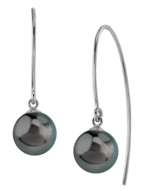 Black Tahitian Pearl Capital Dangle Earrings