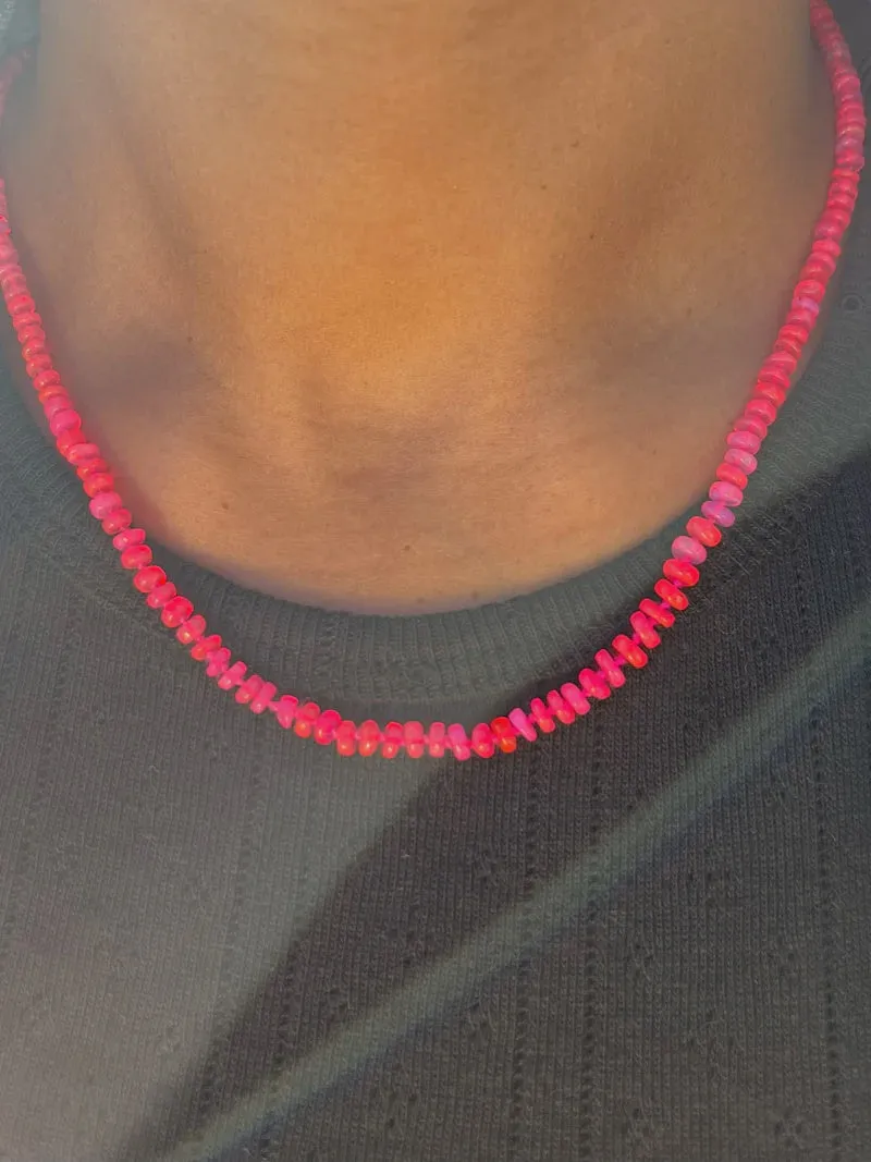 BON BON  Neon Pink Fire Opal Necklace