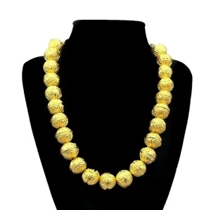 CHANEL - Vintage 1986 Ball Gold Tone Necklace - Adjustable Length