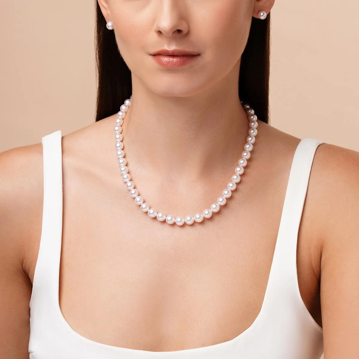 Classic 18K Gold AAA Akoya Pearl Necklace