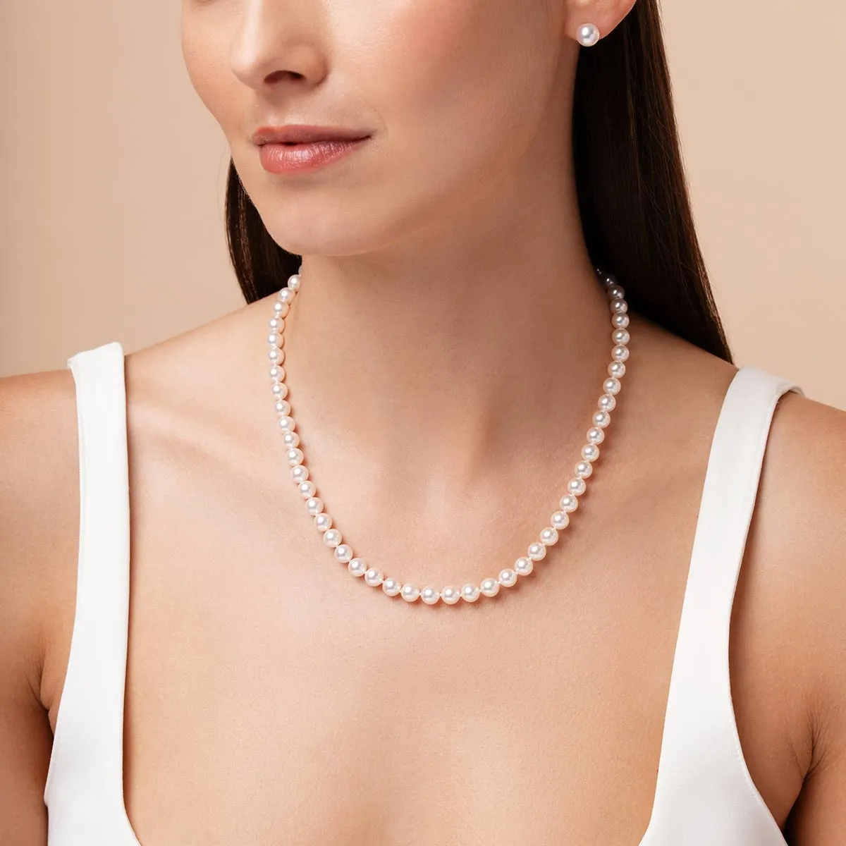 Classic 18K Gold AAA Akoya Pearl Necklace