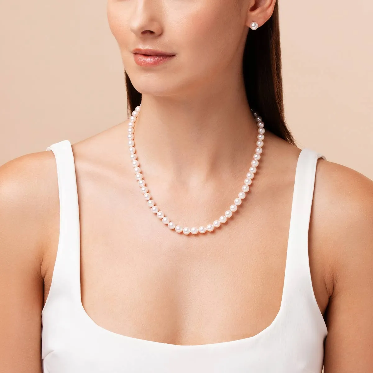 Classic 18K Gold AAA Akoya Pearl Necklace