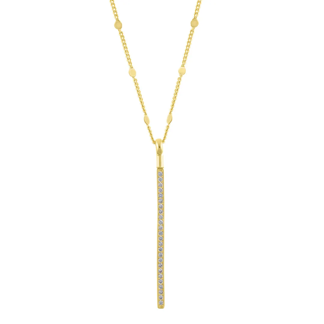 Crystal Bar Drop Necklace gold