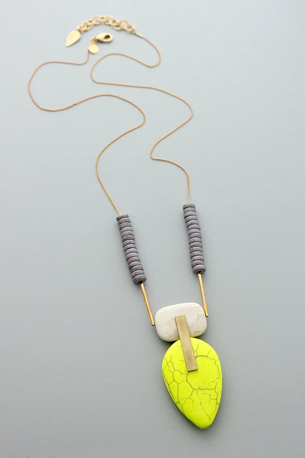 David Aubrey Neon Magnesite Pendant Necklace