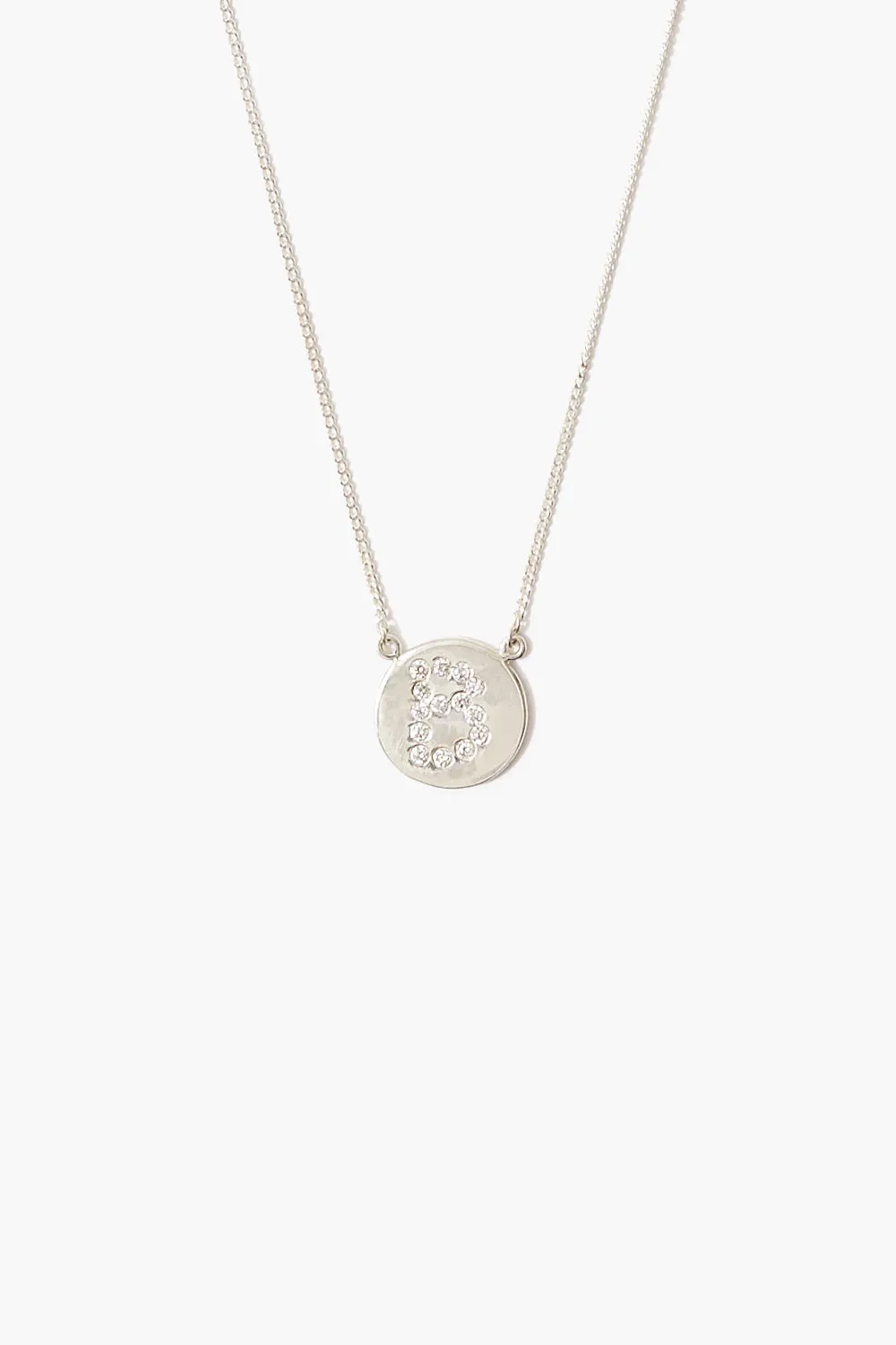 Diamond Initial Coin Necklace Silver