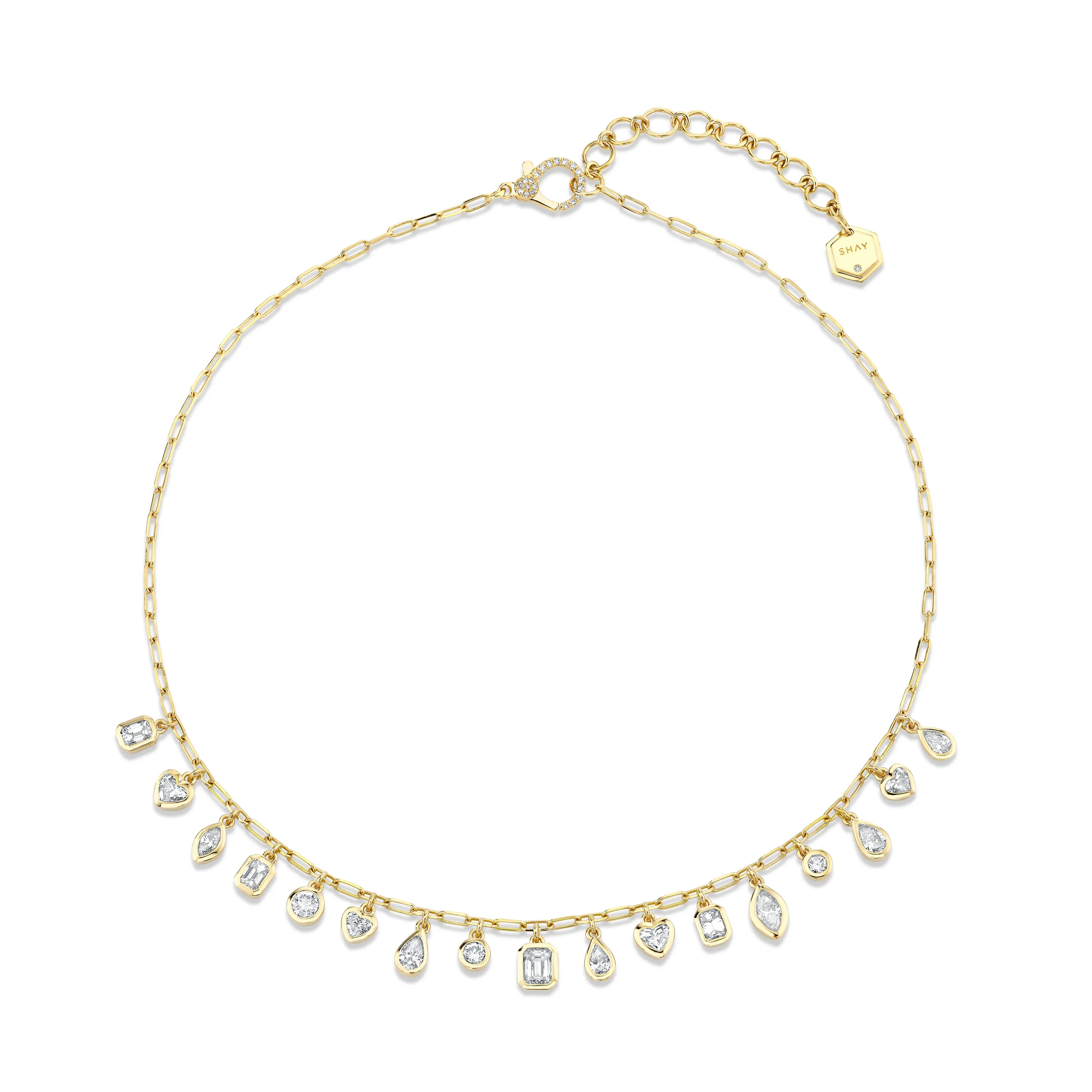 DIAMOND MIXED BEZEL DROP NECKLACE