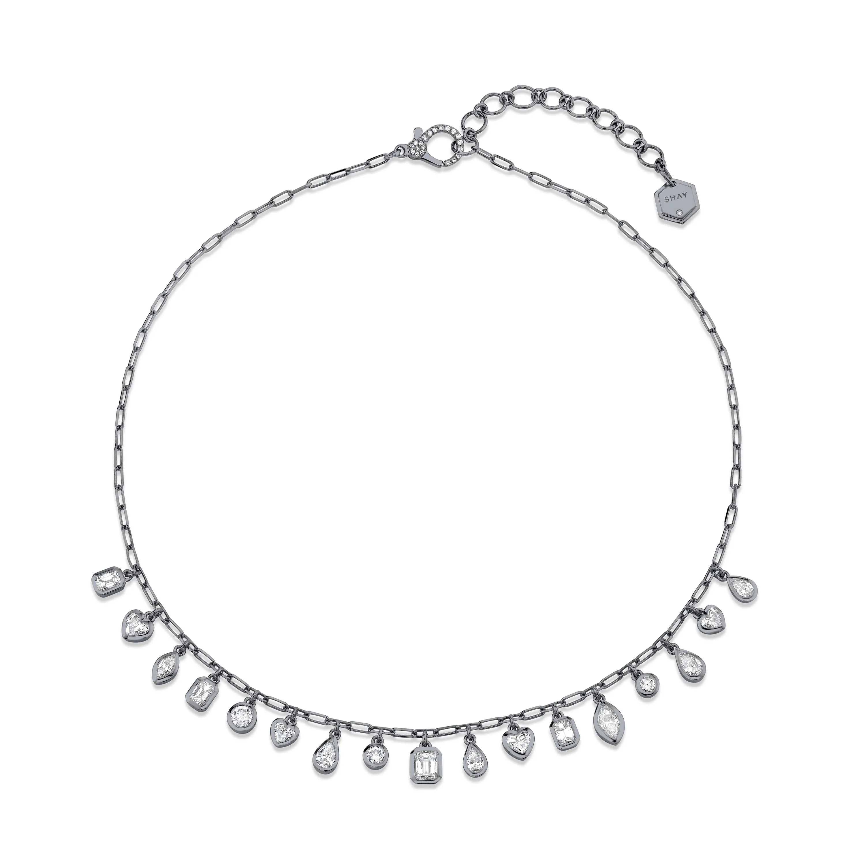 DIAMOND MIXED BEZEL DROP NECKLACE