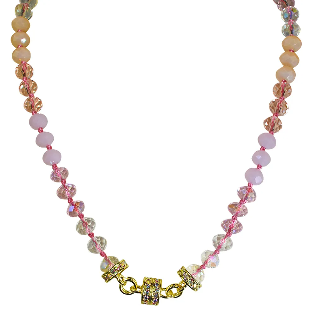 Divine Ombre 8mm Beaded Magnetic Interchangeable Necklace (Goldtone/Pink)