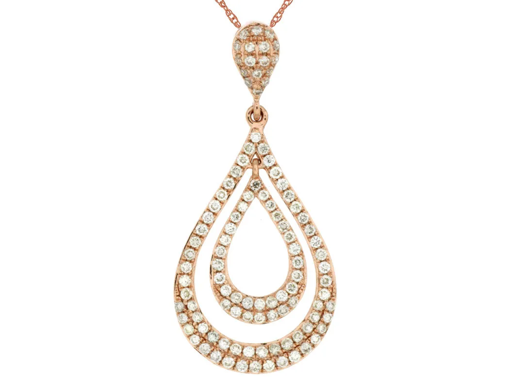 Double Teardrop Design Rose Gold Diamond Pendant