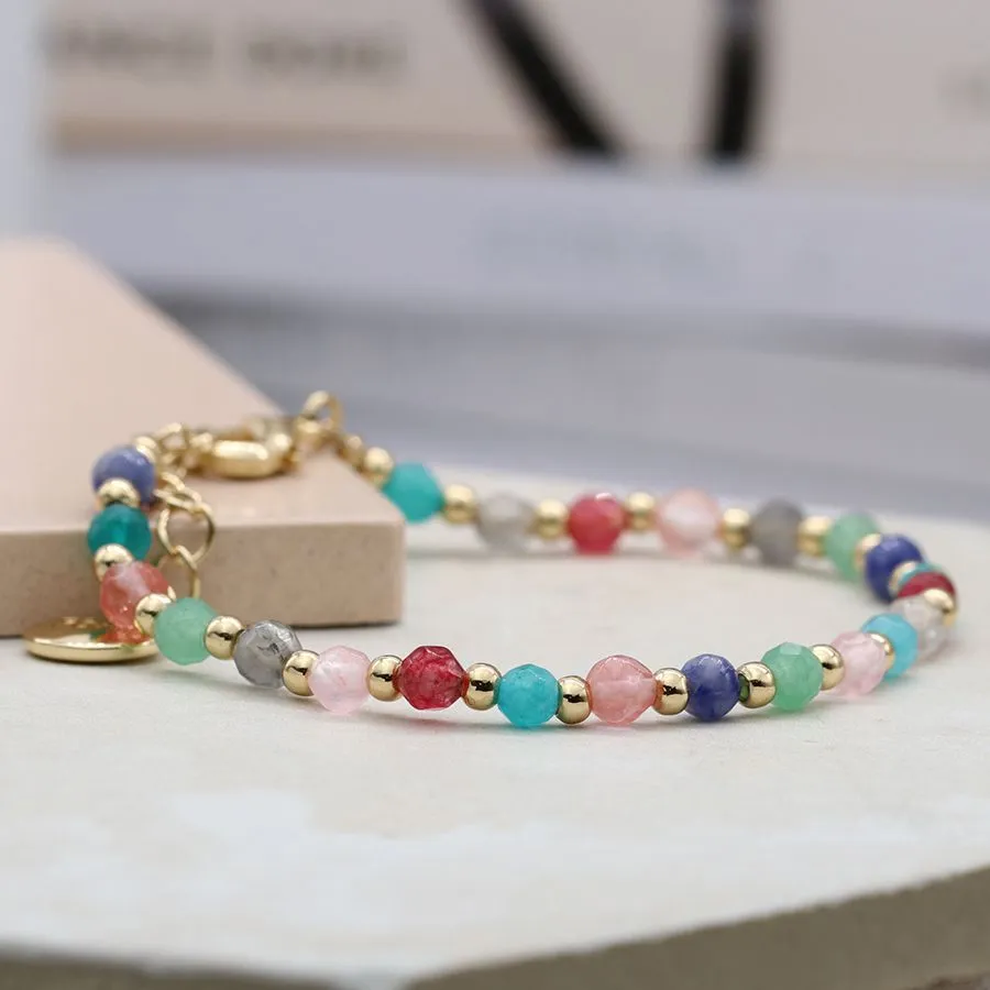 Gold And Multi Coloured Crystal and Gem Bracelet